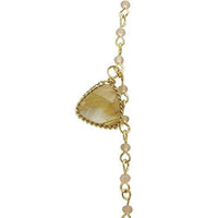 Glass Bead Natural Stone Long Statement Necklace (Cream)