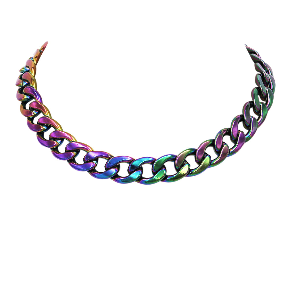 Colorful and Chunky Rainbow Links Curb Chain Bracelet