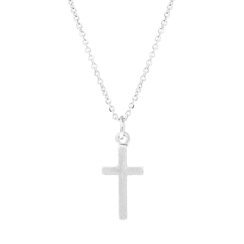 Cross Pendant Necklace (Silver Tone)