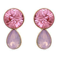 Opalescent Teardrop Post Drop Hypoallergenic Earrings (Pink)