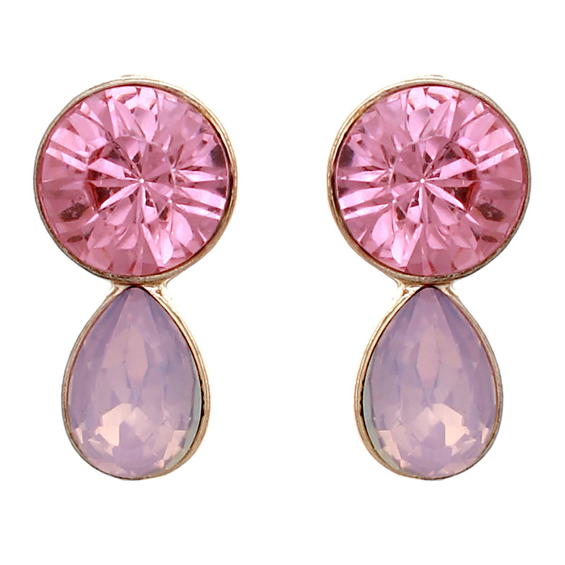 Opalescent Teardrop Post Drop Hypoallergenic Earrings (Pink)