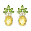 Statement Crystal Rhinestone Whimsical Fruit Pineapple Hypoallergenic Post Earrings