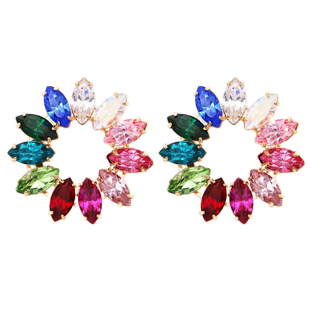 Women's Colorful Marquis Crystal Pinwheel Hypoallergenic Earrings,1.25 ...