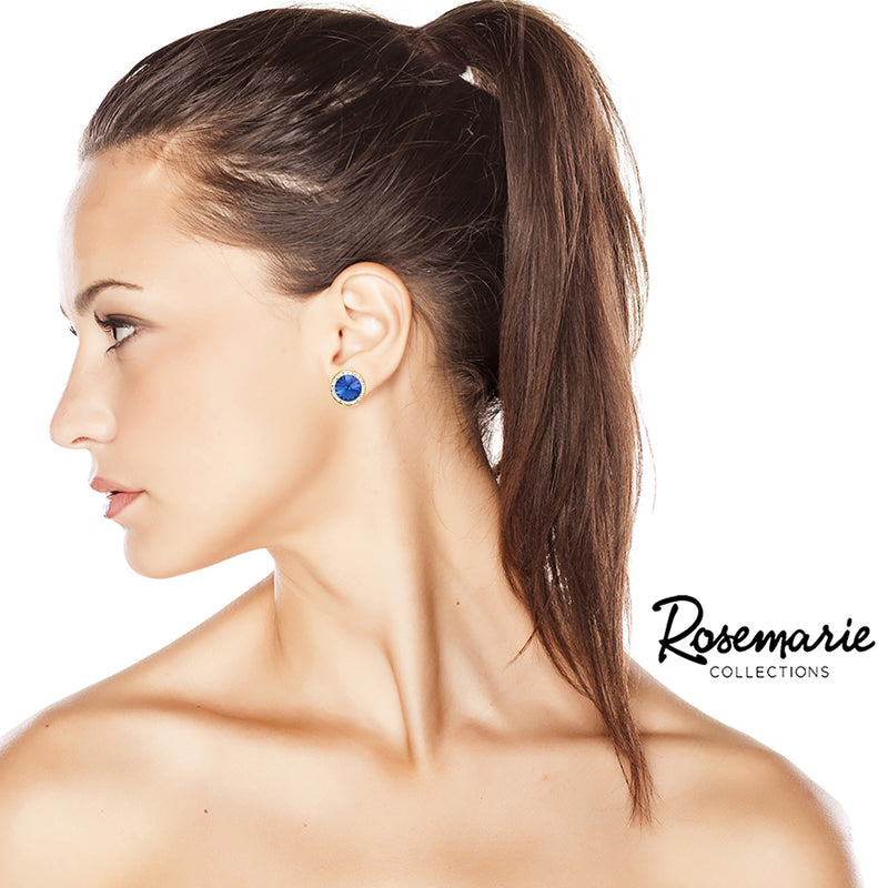 Timeless Classic Statement Clip On Earrings Made with Swarovski Crystals, 15mm-20mm (15mm, Sapphire Blue Silver Tone)