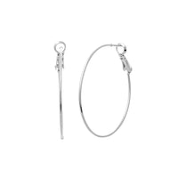 Demi Precious Fine Gold And Silver Plated Thin Wire Hoops With Hypoallergenic Lever Backs Classic Earrings (Silver Dipped, 40mm)