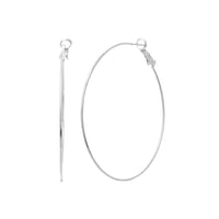 Demi Precious Fine Gold And Silver Plated Thin Wire Hoops With Hypoallergenic Lever Backs Classic Earrings (Silver Dipped, 60)