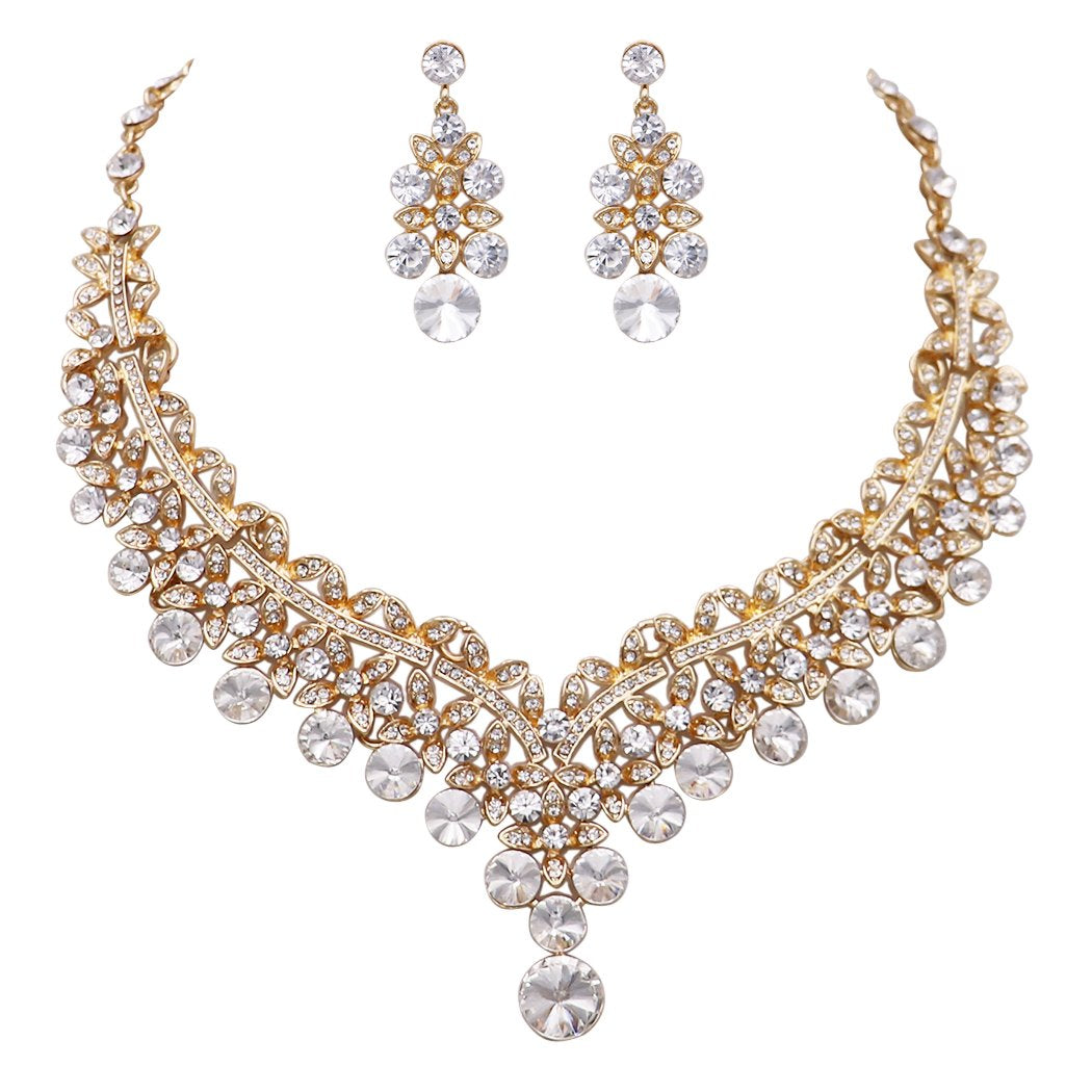 Crystal necklace hot sale and earrings