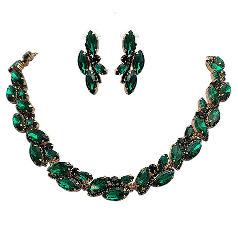 Emerald Green Statement Necklace and Earrings - Elements Unleashed