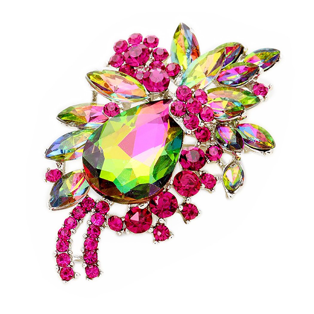 Vintage Rainbow Glass on sale Rhinestone Flower Brooch Pin