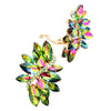 Crystal Marquis Leaf Cluster Statement Clip On Earrings, 1.87" (Vitrail Crystal Gold Tone)