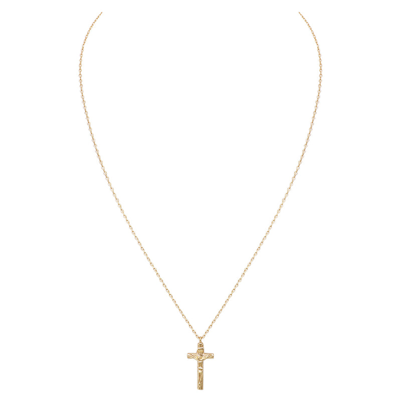 Religious Gold Dipped Crucifix Cross Pendant Necklace